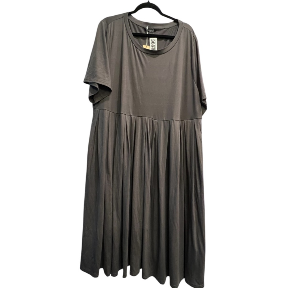 2/$38 š„š BloomChic Grey V-neck Pleated Casual Midi Dress | Size 22-24 | 2596 - Picture 5 of 11